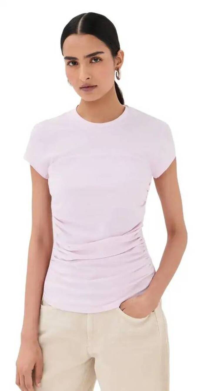 Isabel Marant Maelie Ruched  Shirt in Faded Pink XS